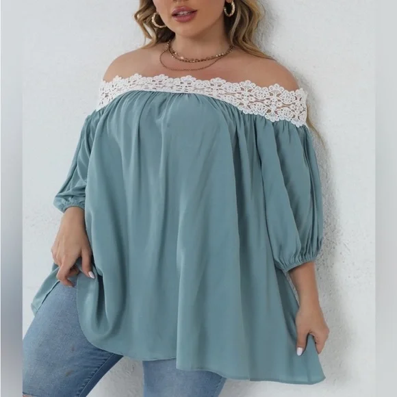 BUNDLE OFF SHOULDER TOP & HIGH WAISTED KHAKI PANTS SET - Picture 3 of 12